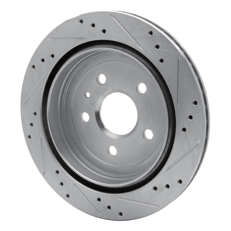 Cadillac CTS Brake Rotor (1) - Rear Left - R1 Concepts - Drilled & Slotted - Silver - `08-`19
